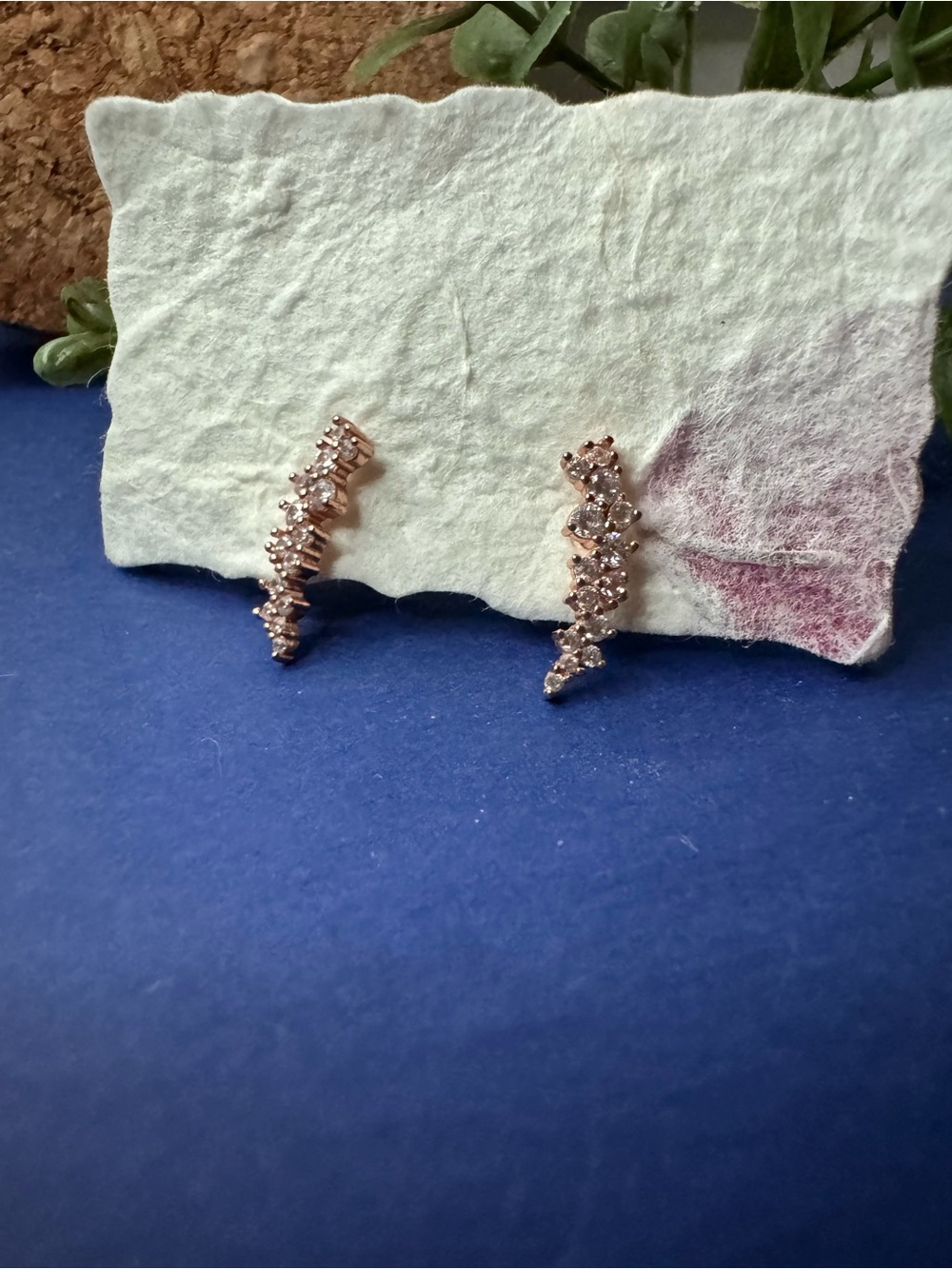 Rose Gold Crystal Ear Climbers